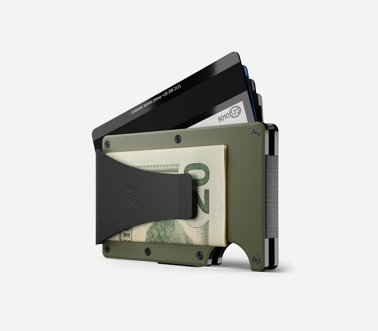 The Ridge Aluminum Cash Strap Wallet - Matte Olive