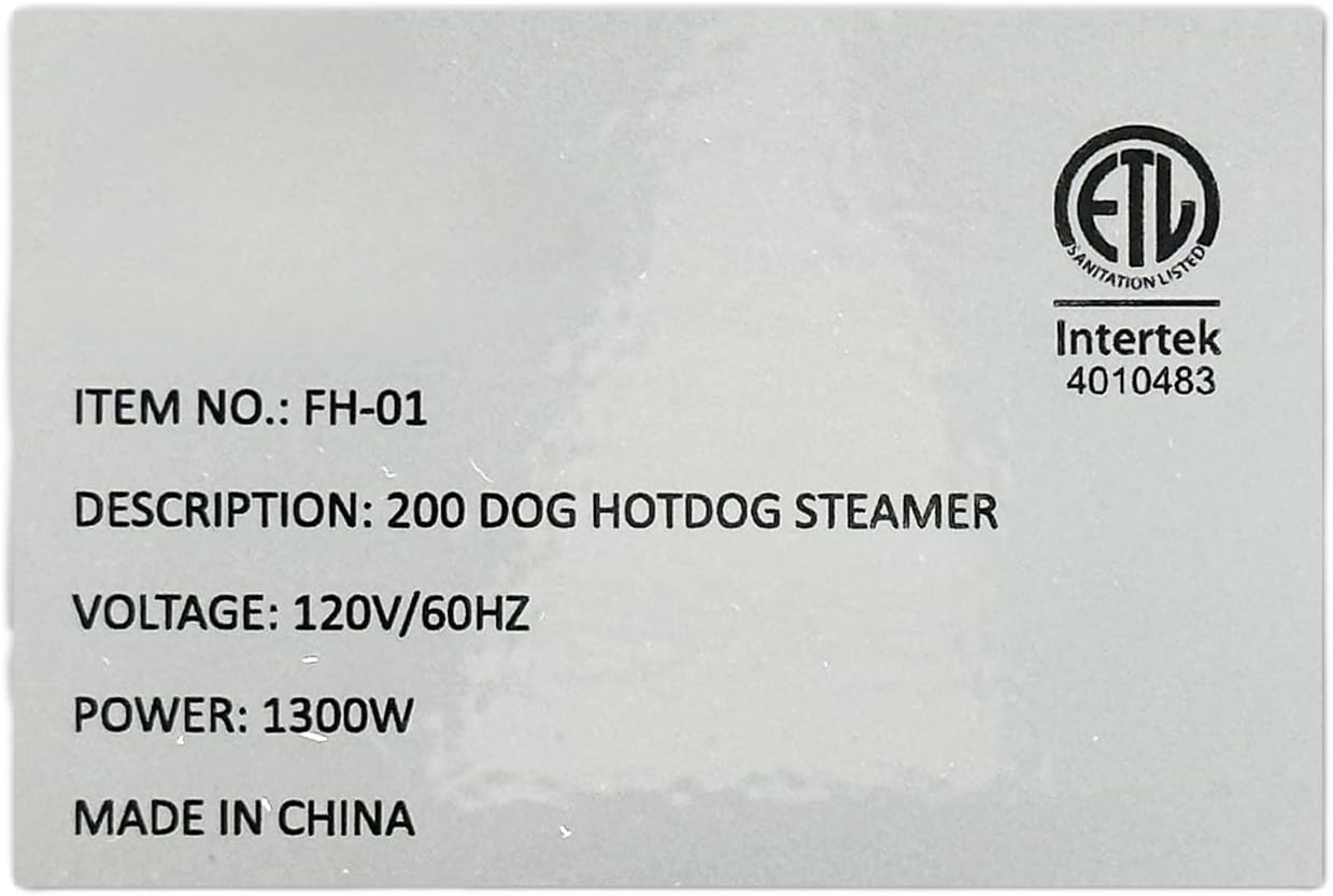 Commercial ETL NSF Hot Dog Steamer Warmer FH-01
