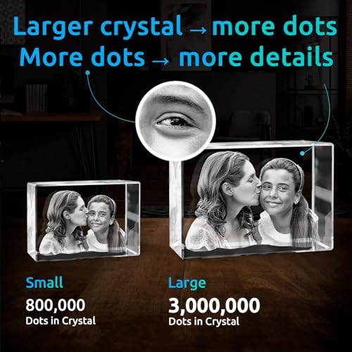 ArtPix 3D Premium Crystal Photo, Personalized Gifts for Mom, Women, Wife, Men, Her, Husband,Grandma, Great Customized Gift With Your Own Photo, Custom Birthday 3D Picture Rectangle, Couples Gifts