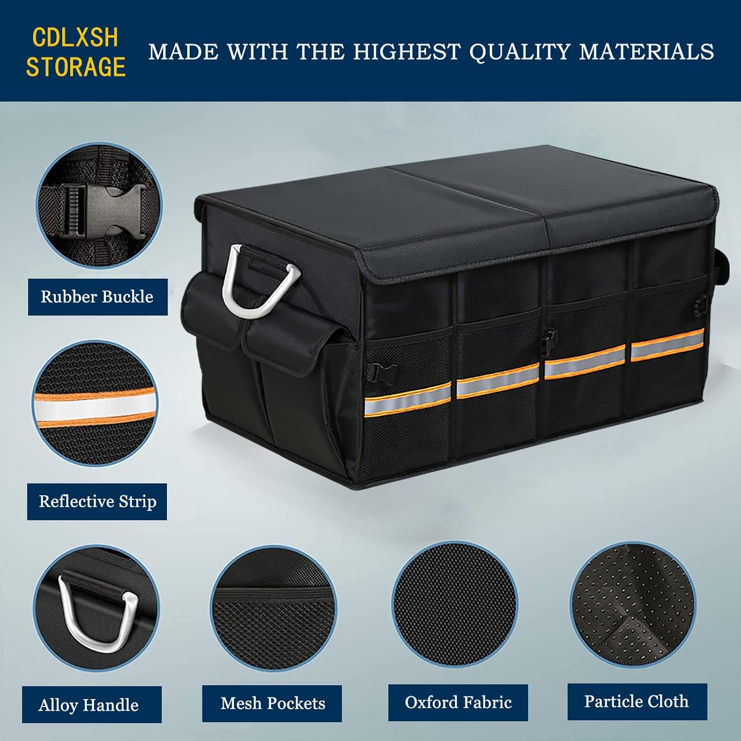 Car Trunk Organizer, Trunk organizers and storage suv, Trunk Organizer with Multi Pockets Collapsible Multi-Compartment Car Organizer Apply To SUV, Truck, Minivan(Black)