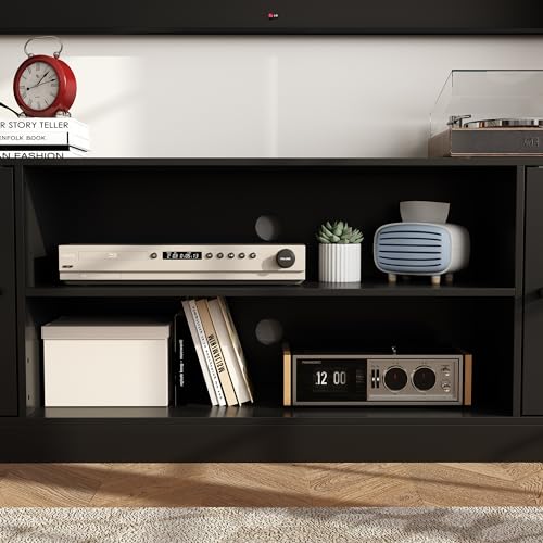 Homsee 4-in-1 Wall Unit TV Stand with Bookshelves for TVs up to 65", Modern Entertainment Center Media Console Table with storage & Cord Management, Black