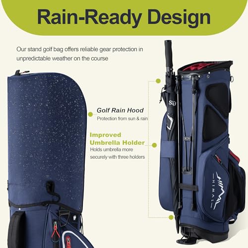 14 Way Golf Stand Bag, Golf Bags for Men with Stand, Top Dividers Ergonomic with 10 Pockets Golf Club Bags