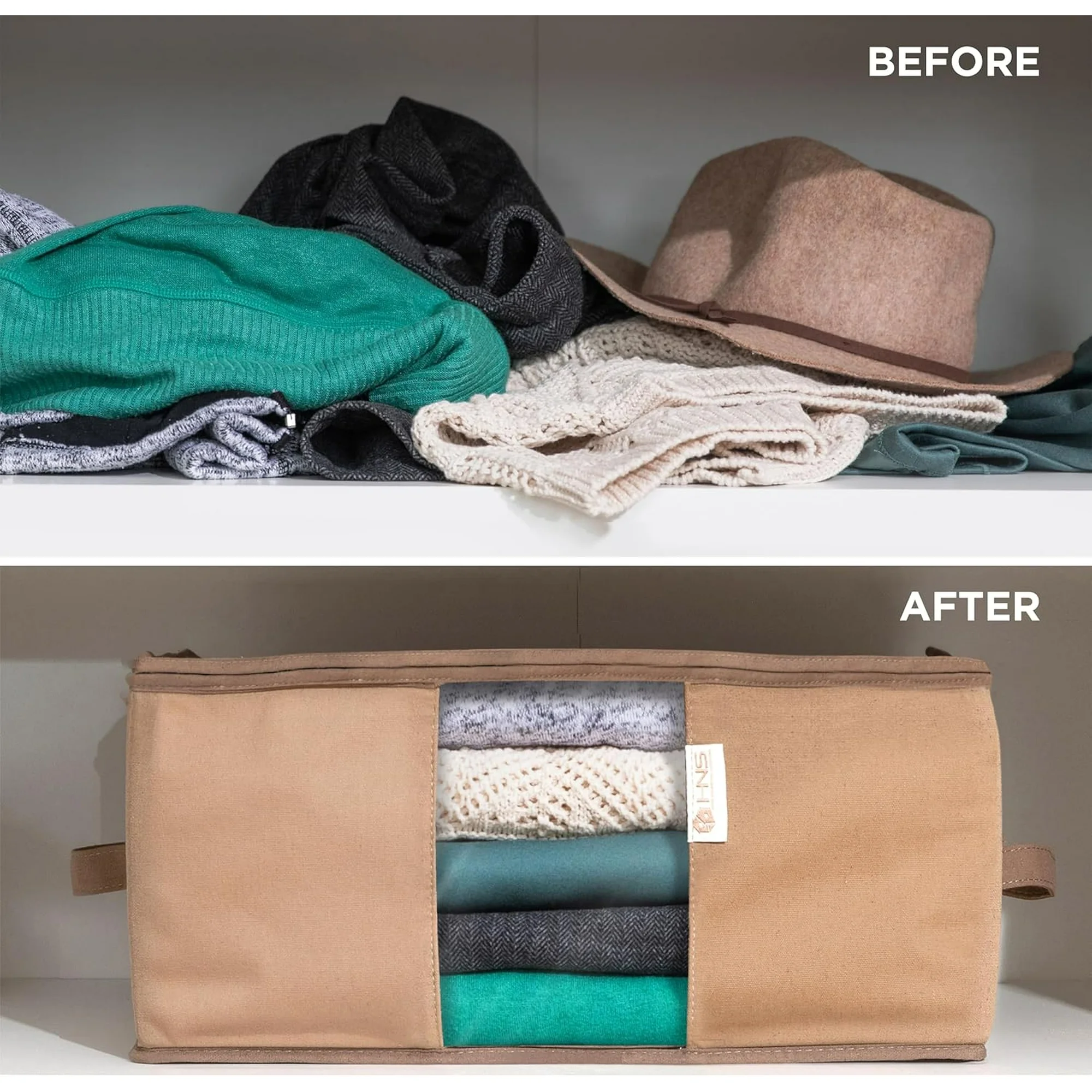 Moisture, Dirt &amp; Dust – Set of 2 Underbed Storage Bags for Clothes, Cashmere Sweaters, Bedding &amp; More - Underbed Storage - Beige, Cedar Clothes Storage Bag Organizer – Protects from Moths