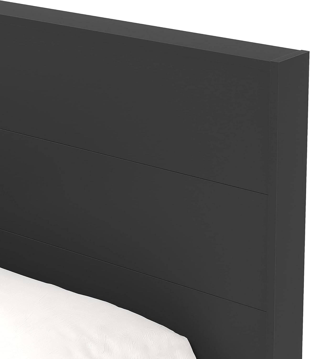 Galano Payne Deluxe Platform Queen Bed Frame with Headboard, Mattress Foundation with Wood Slat Support, No Box Spring Needed, 64.17" L x 85.31" W x 40.15" H, Black