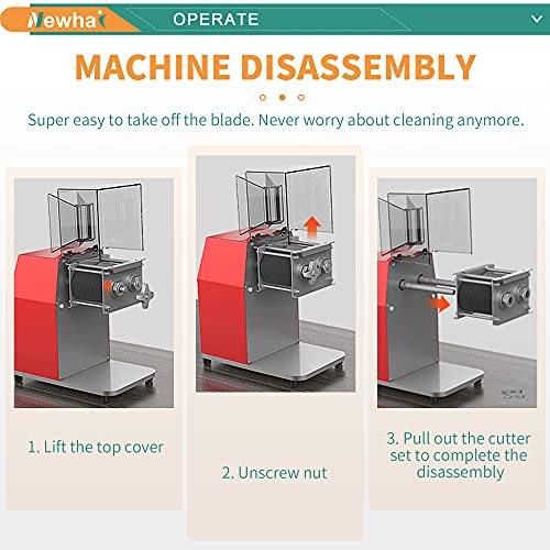 Newhai 850W Meat Cutter Machine, Commercial Meat Cutting Machine 5mm/0.2inch Heavy Duty, Stainless Steel Meat Slicer Shredder Restaurant, for Boneless Meat Soft Vegetables