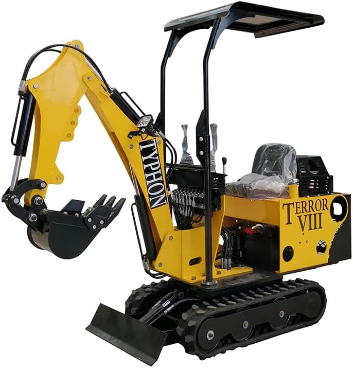 TYPHON Mini Excavator Gas Engine EPA Machine, Crawler Excavator for Construction Works, Suitable for Farms, Roads, Parks, Orchards, Gardens, Digging Trenches, Fertilizing, Weeding
