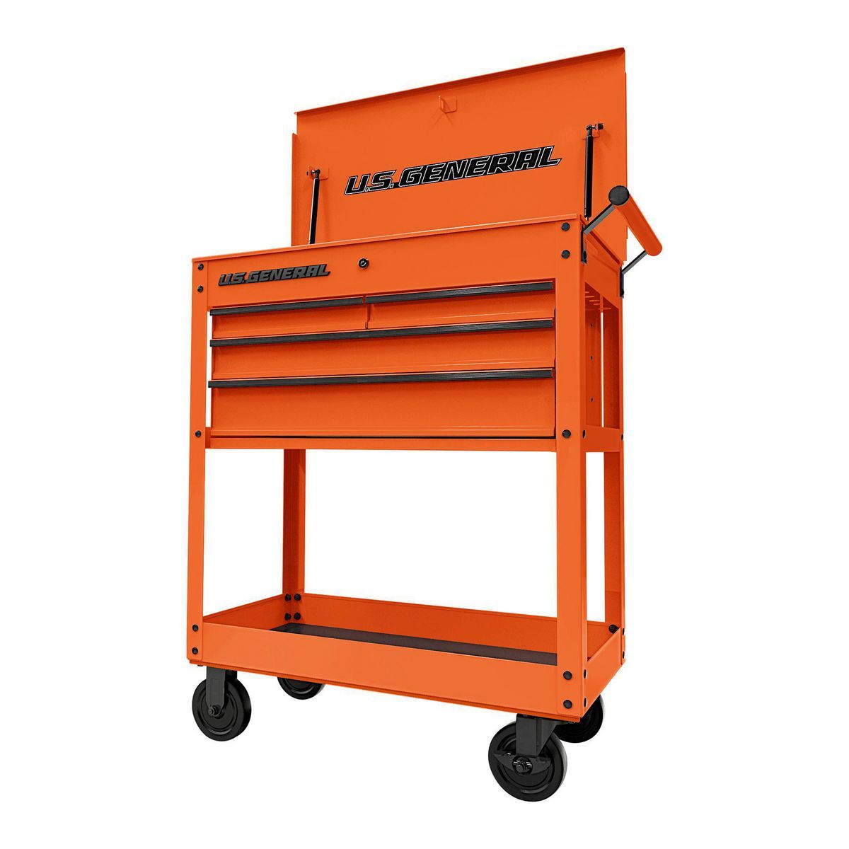U.S. GENERAL 30 in., 4-Drawer Tech Cart, Red