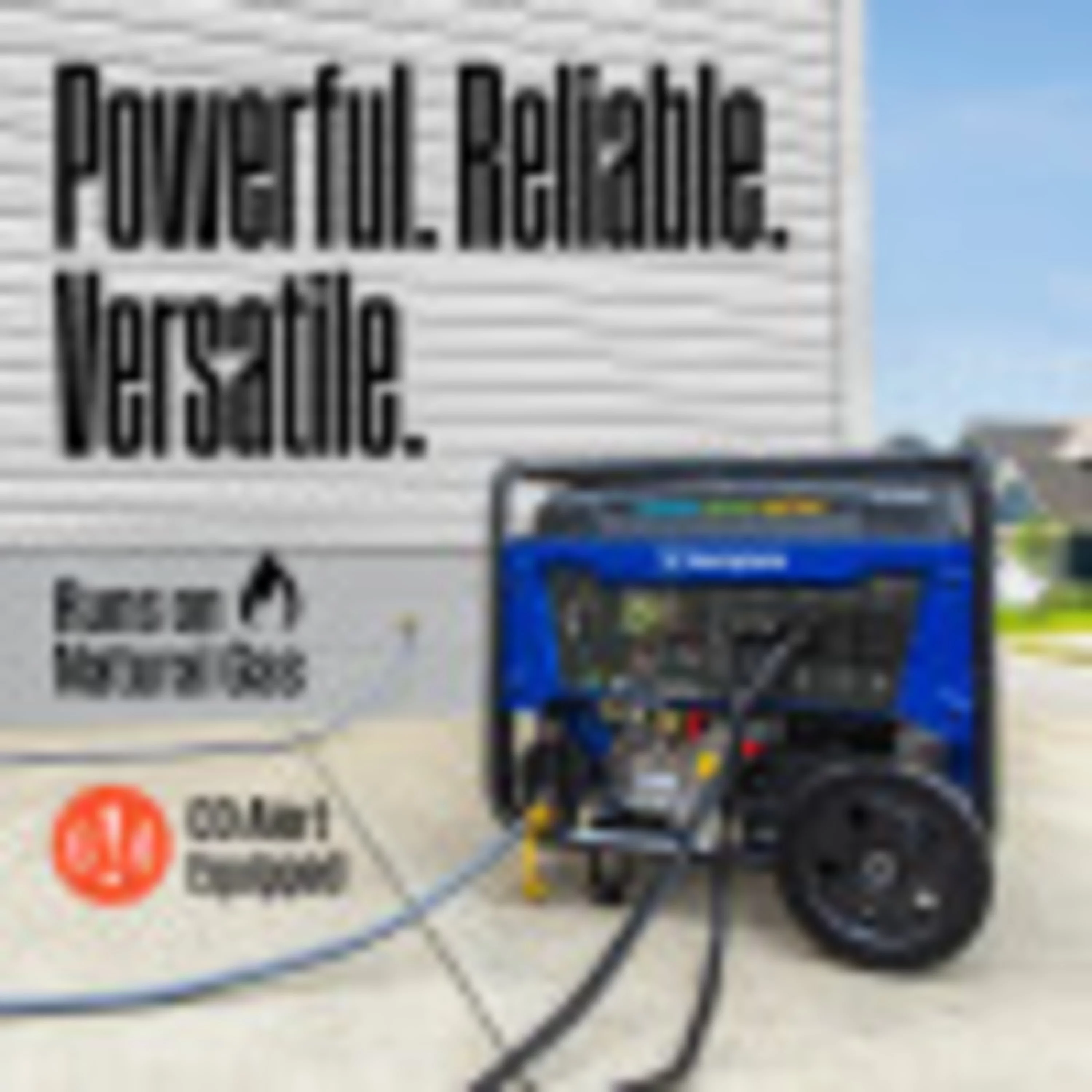 Westinghouse 12,500 Peak Watt Dual Fuel Portable Generator, Gas/Propane, Transfer Switch Ready, CO Sensor