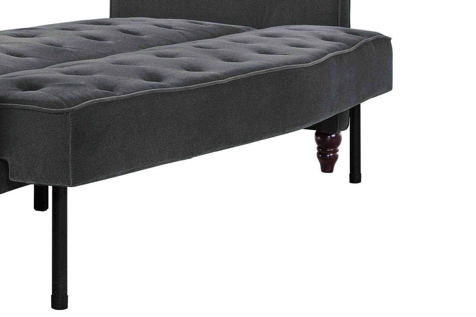 Novogratz Vintage Tufted Sofa Sleeper II- Gray Velvet