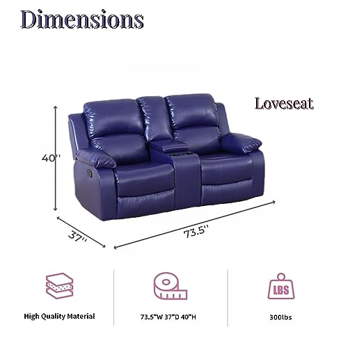 Loveseat Recliner for Living Room,Leather Red Reclining Loveseat Double Recliner Sofa Couch RV Loveseat Wall Hugger Loveseat Couch Living Room Furniture(A-Faux Lether Red)