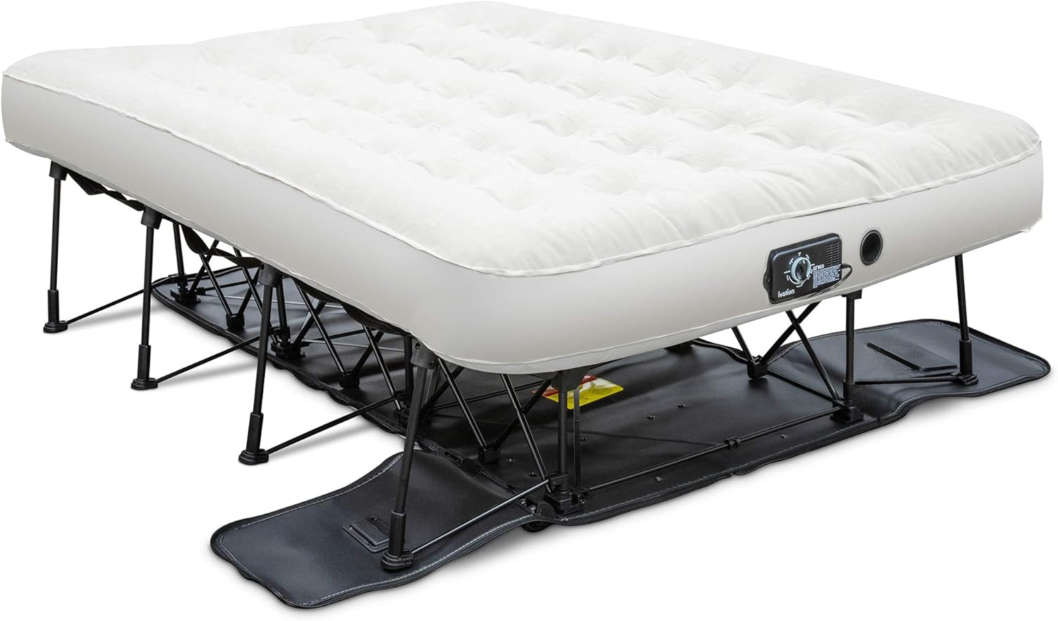 Ivation EZ-Bed (Queen) Air Mattress with Frame & Rolling Case, Self Inflatable, Blow Up Bed Auto Shut-Off, Comfortable Surface AirBed, Best for Guest, Travel, Vacation, Camping