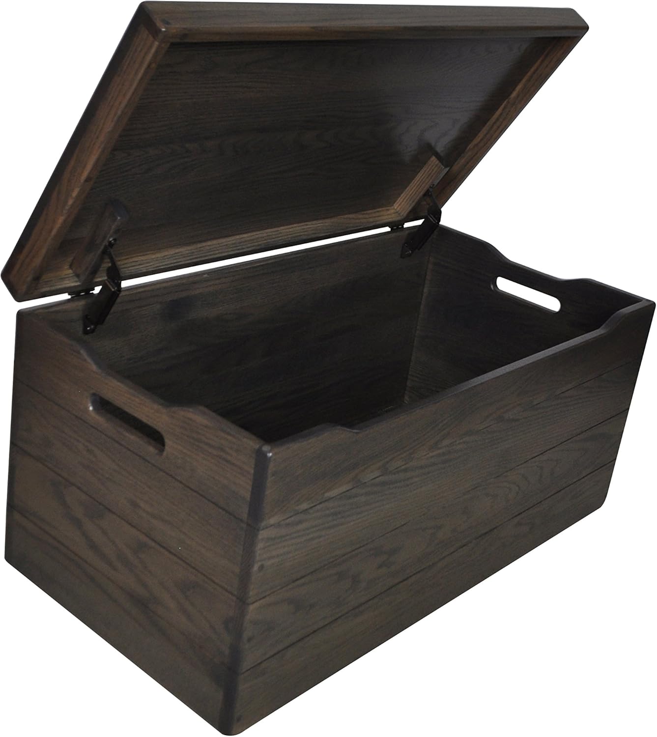 30” Wooden Storage Chest – Handmade Amish Hope Chest – Storage Trunk w/Anti-Slam Hinges – Solid Wooden Chest w/Handles – Clothing, Keepsake & Blanket Chest (Oak Wood, Antique Slate Stain, 30”)