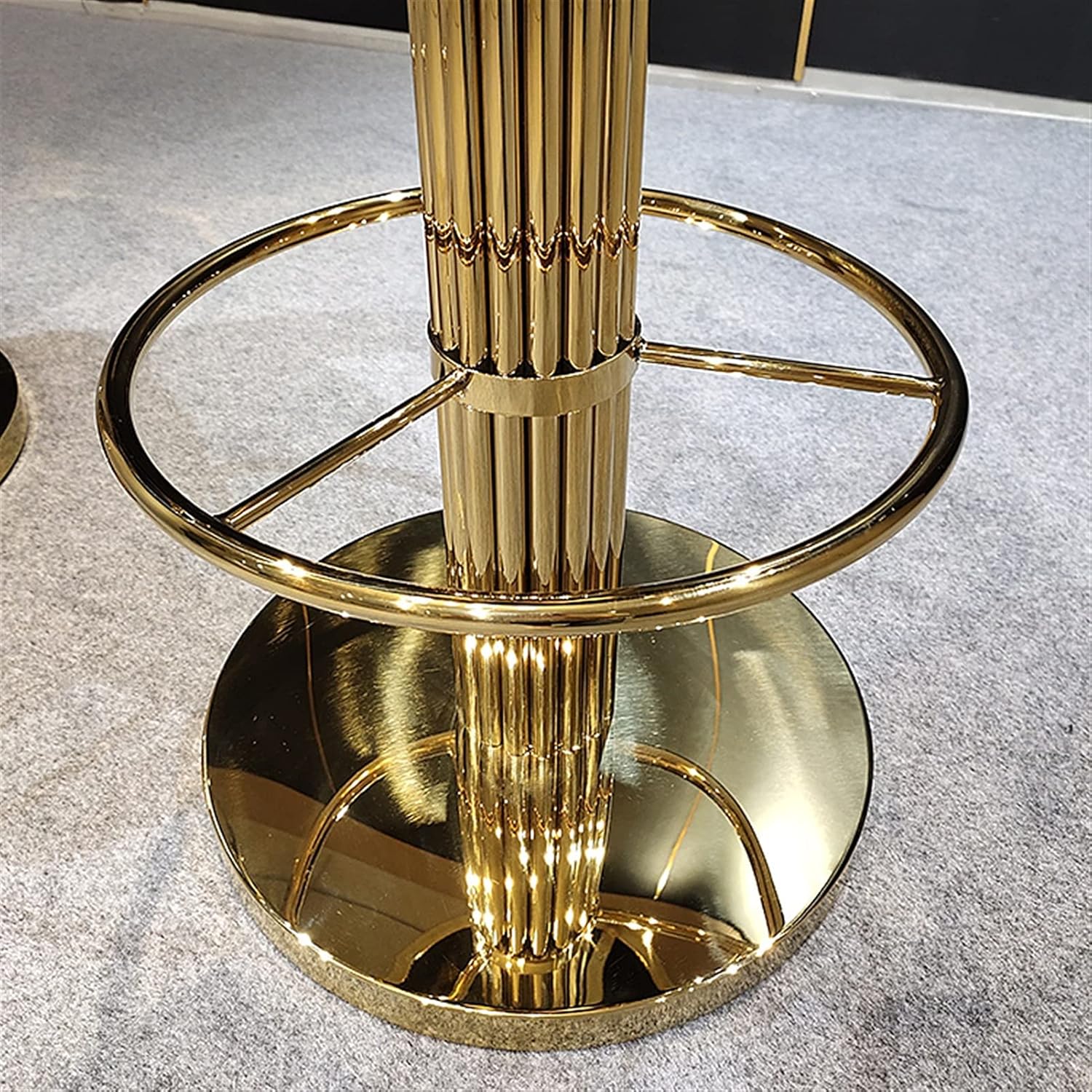 Modern and Fashionable High-end Bar Stools with Backrest 360-degree Rotating Bar Stools Stainless Steel Microfiber Leather Household Creativity 45X68X95CM (Champagne Gold + Blue)