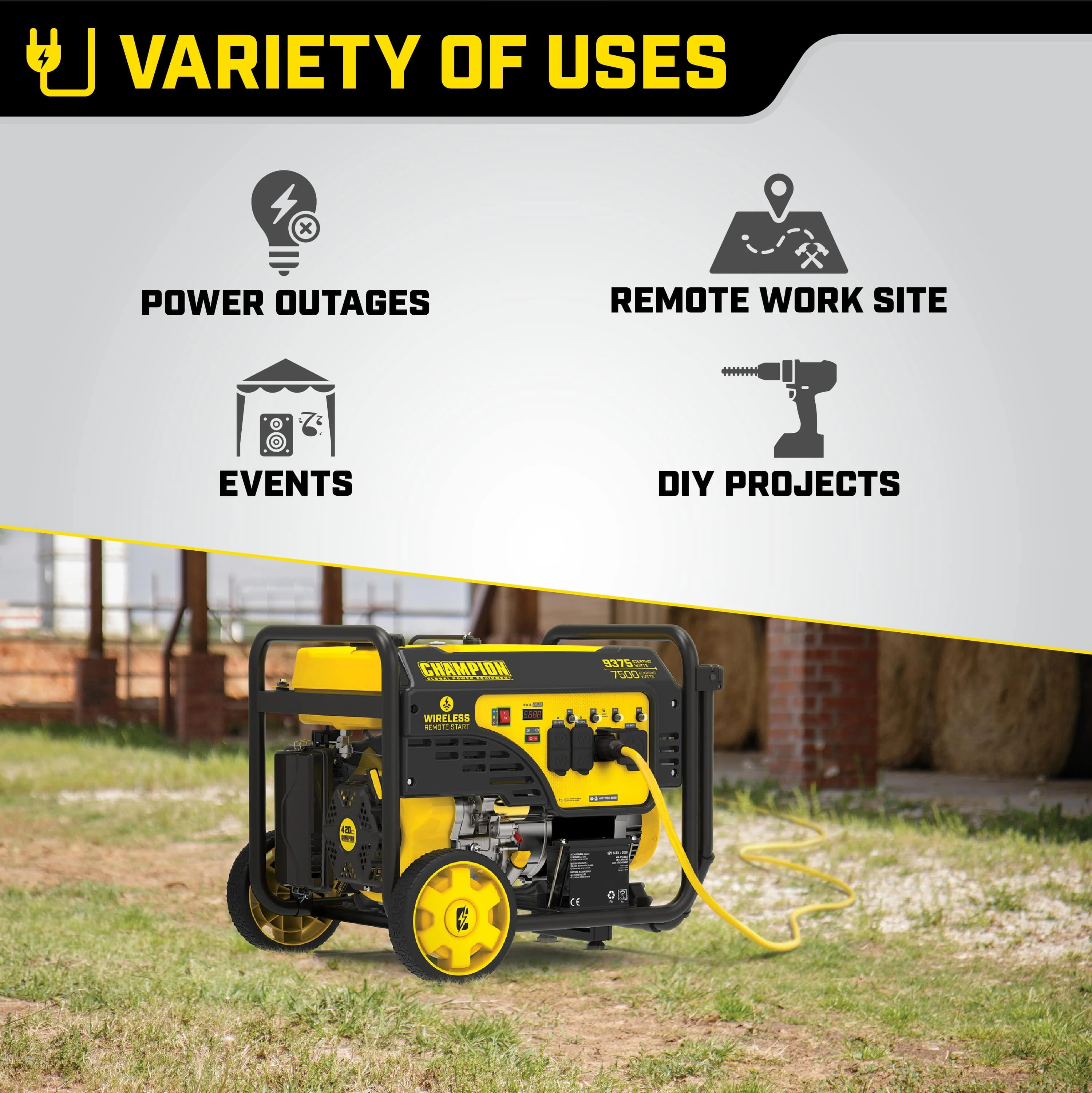 Champion Power Equipment 9375/7500 Watts Portable Generator with Wireless Remote Start