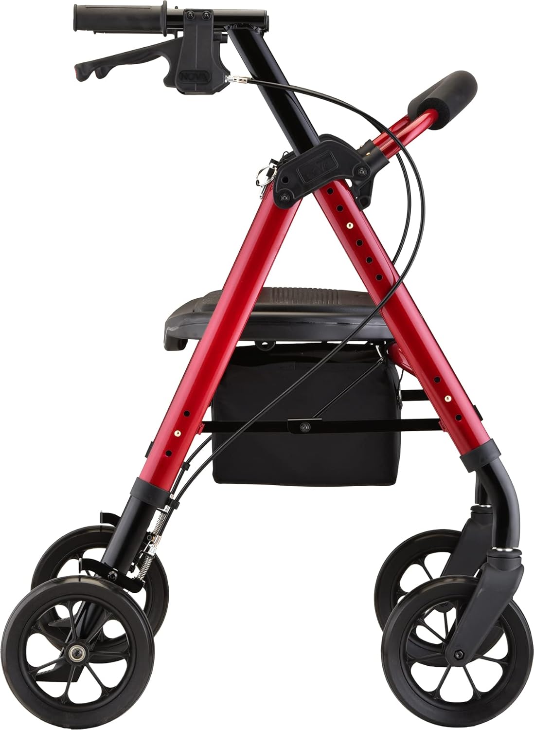 NOVA Medical Products Star 8 DX Heavy Duty Extra-Wide Rollator, 450 lb. Weight Capacity, Red