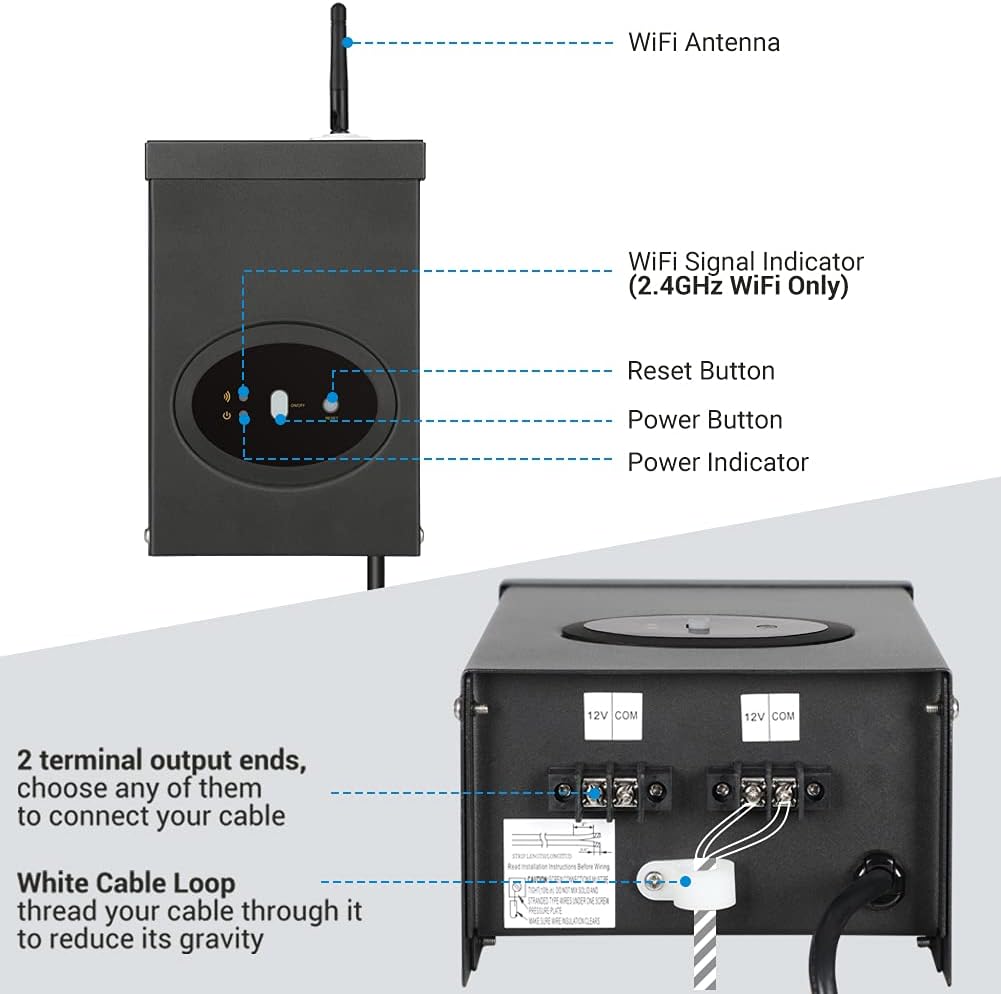 DEWENWILS 300W Smart Wi-Fi Low Voltage Transformer, Schedule & Timer, Compatible with Alexa and Google Home, 120V AC to 12V/14V AC, Weatherproof for Landscaping Light, Spotlight, Pathway Light