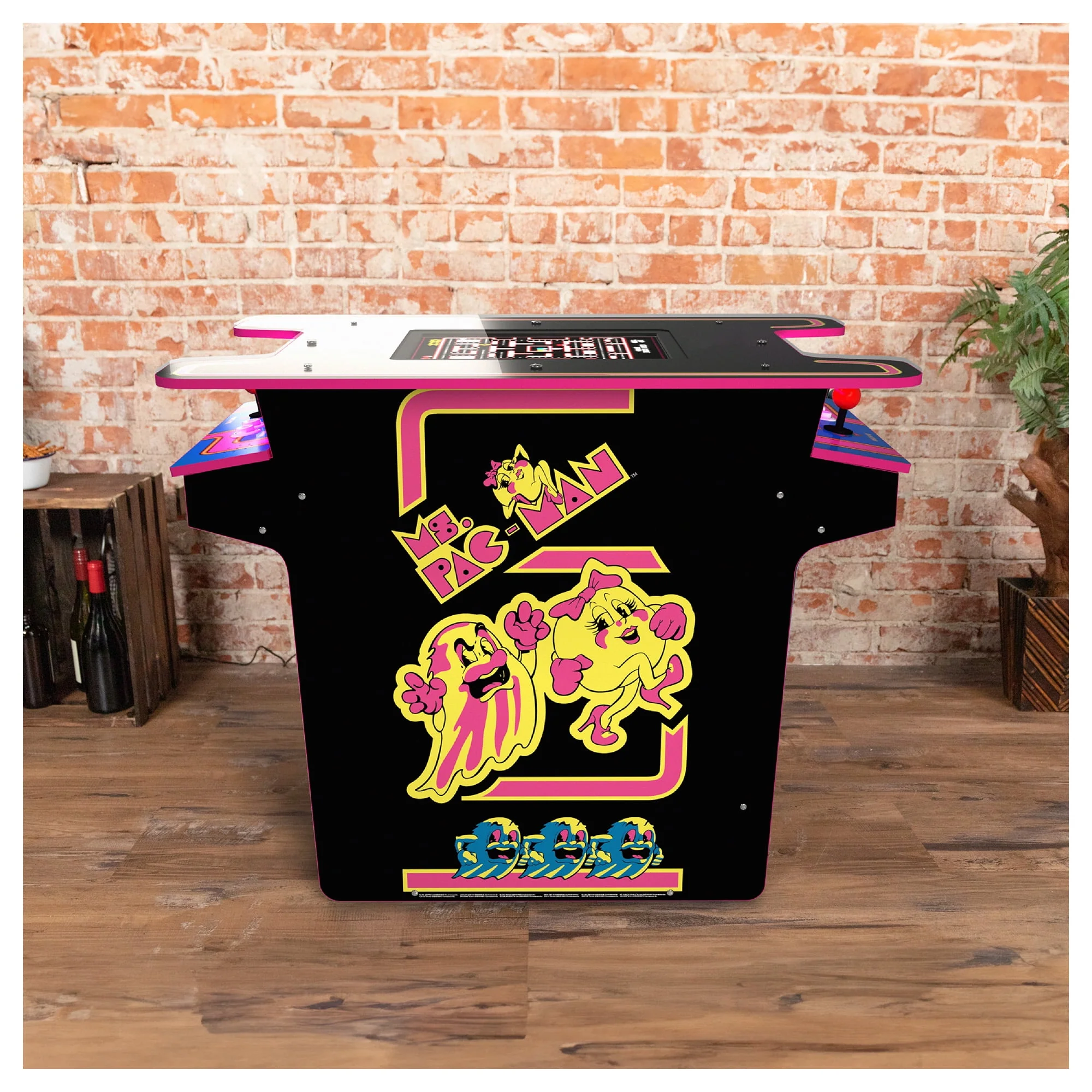 Arcade1UP Ms. PAC-MAN Head-to-Head Arcade Table with 12 Games in 1, Black