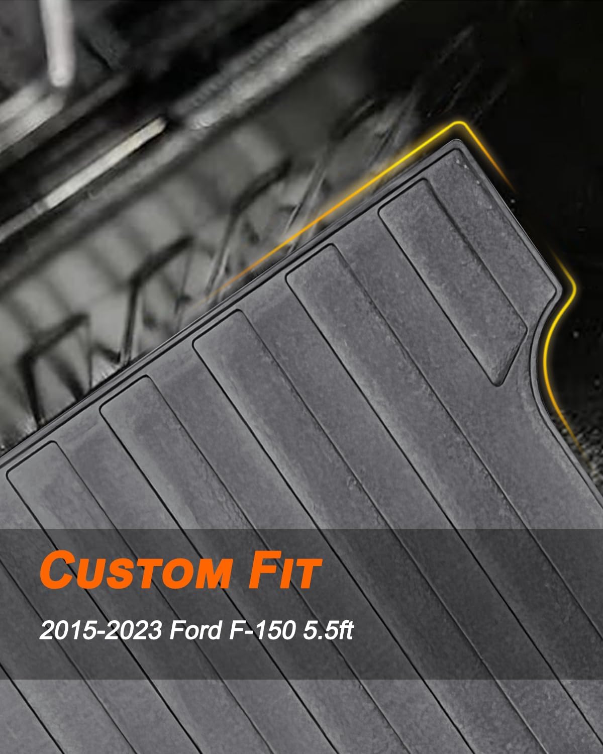 Bed Mat Compatible with 2015-2024 Ford F-150 Crew Cab 5.5ft Bed,All-Weather Rubber Truck Bed Liner Truck Accessories