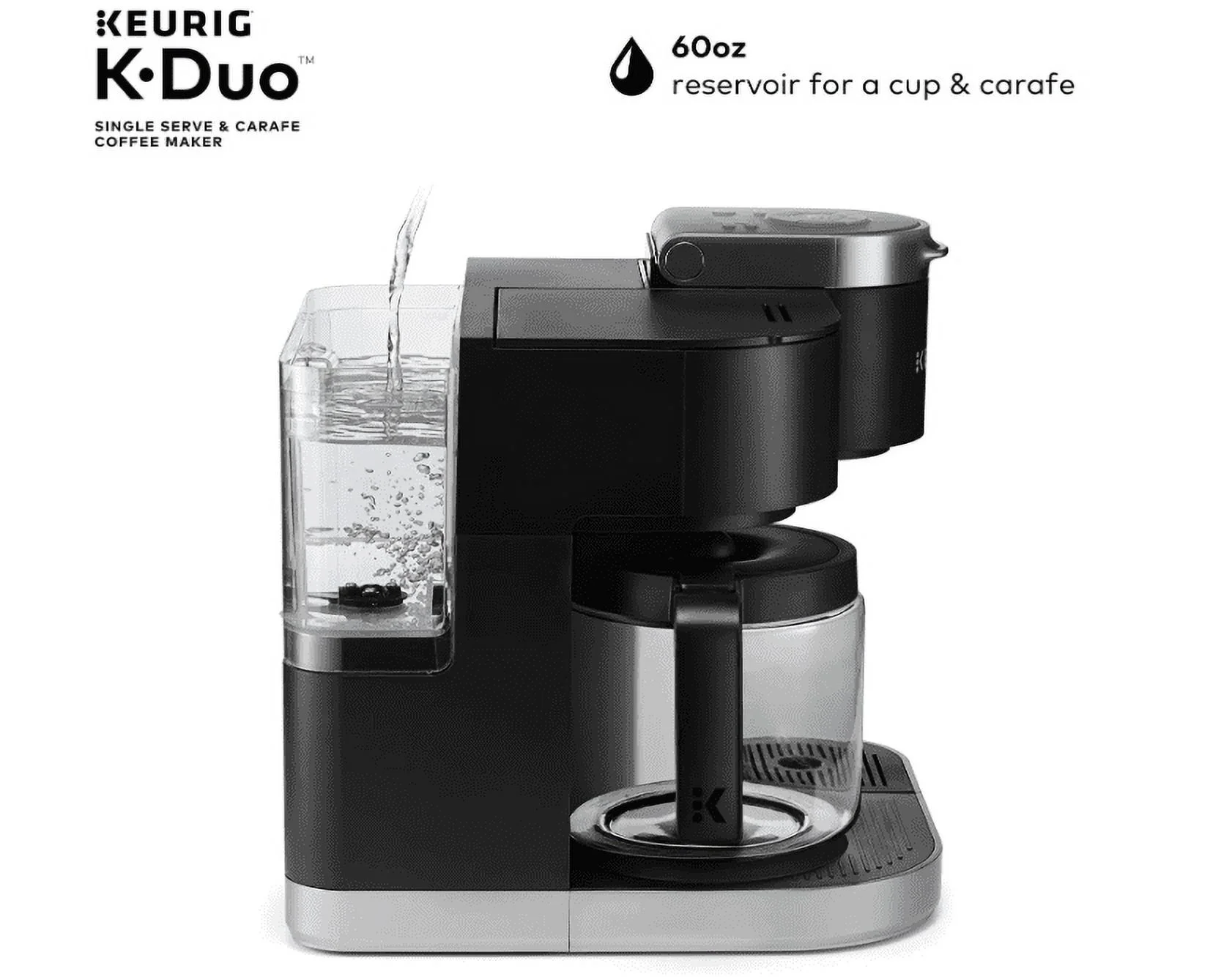 Keurig K-Duo Coffee Maker, Single Serve and 12-Cup Carafe Drip Coffee Brewer, Compatible with K-Cup Pods and Ground Coffee, Black
