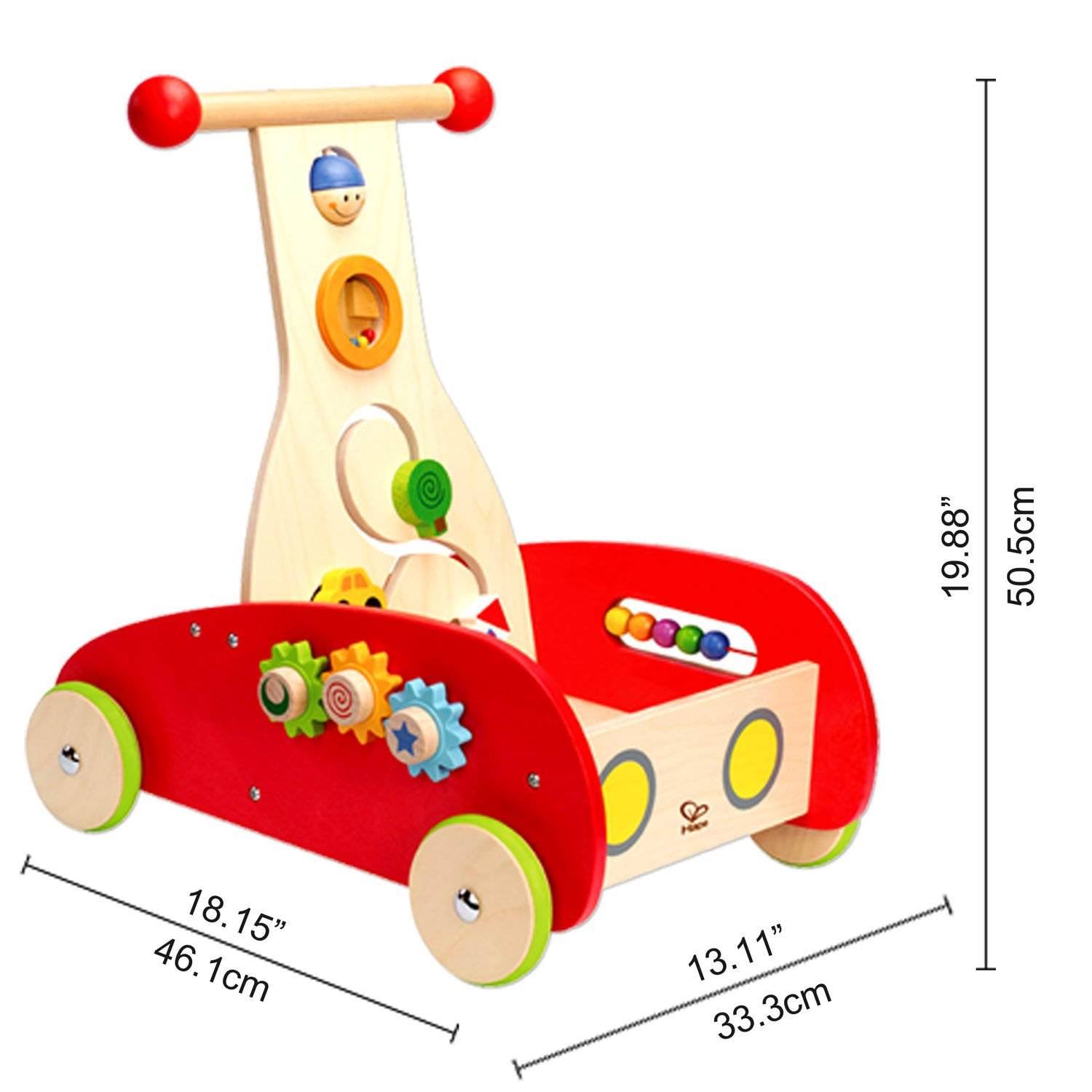 Hape Toys Toddler Baby Push u0026 Pull Toy Wonder Walker Cart with Blocks (2 Pack)