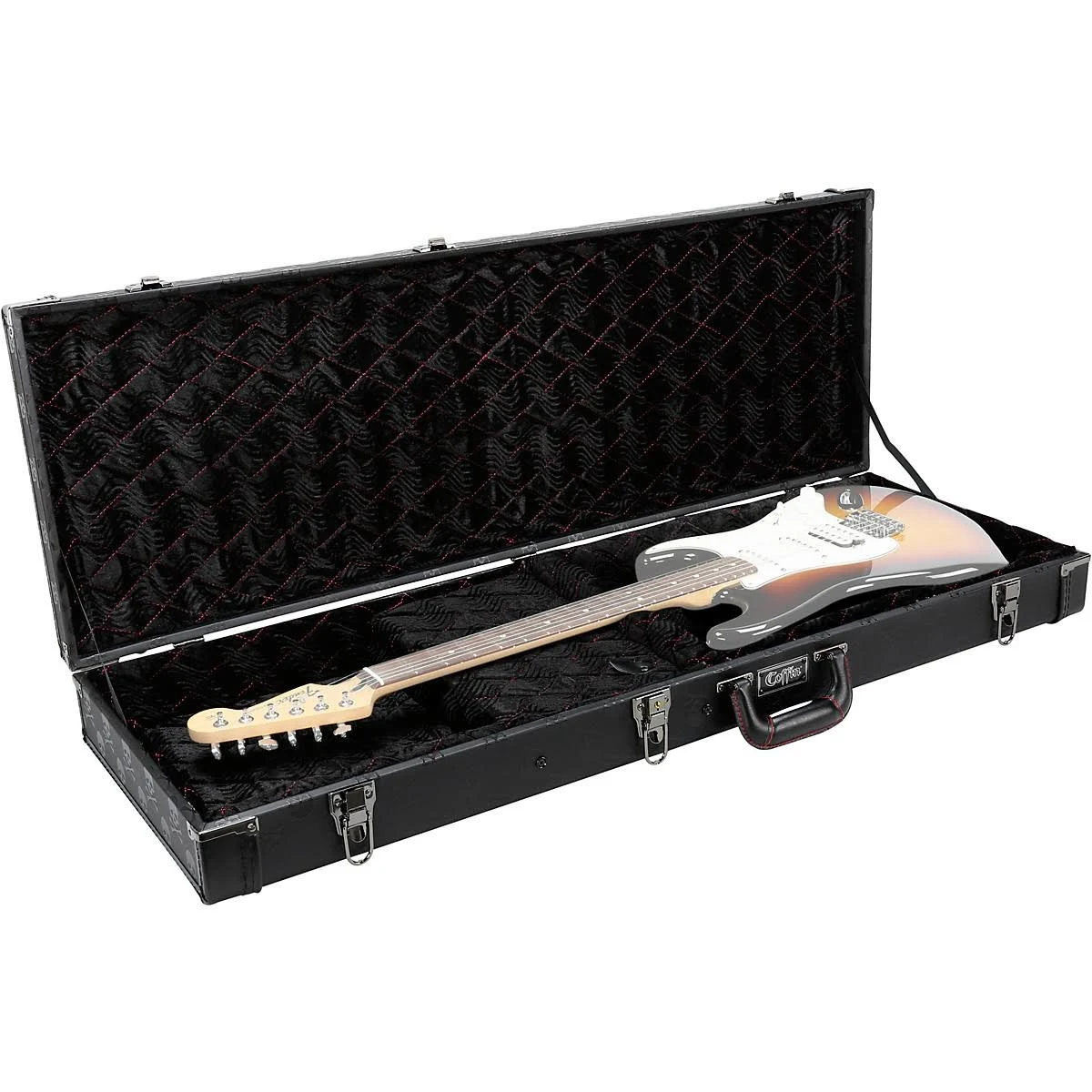 Coffin Skull Series Guitar Case, Black Velvet Interior