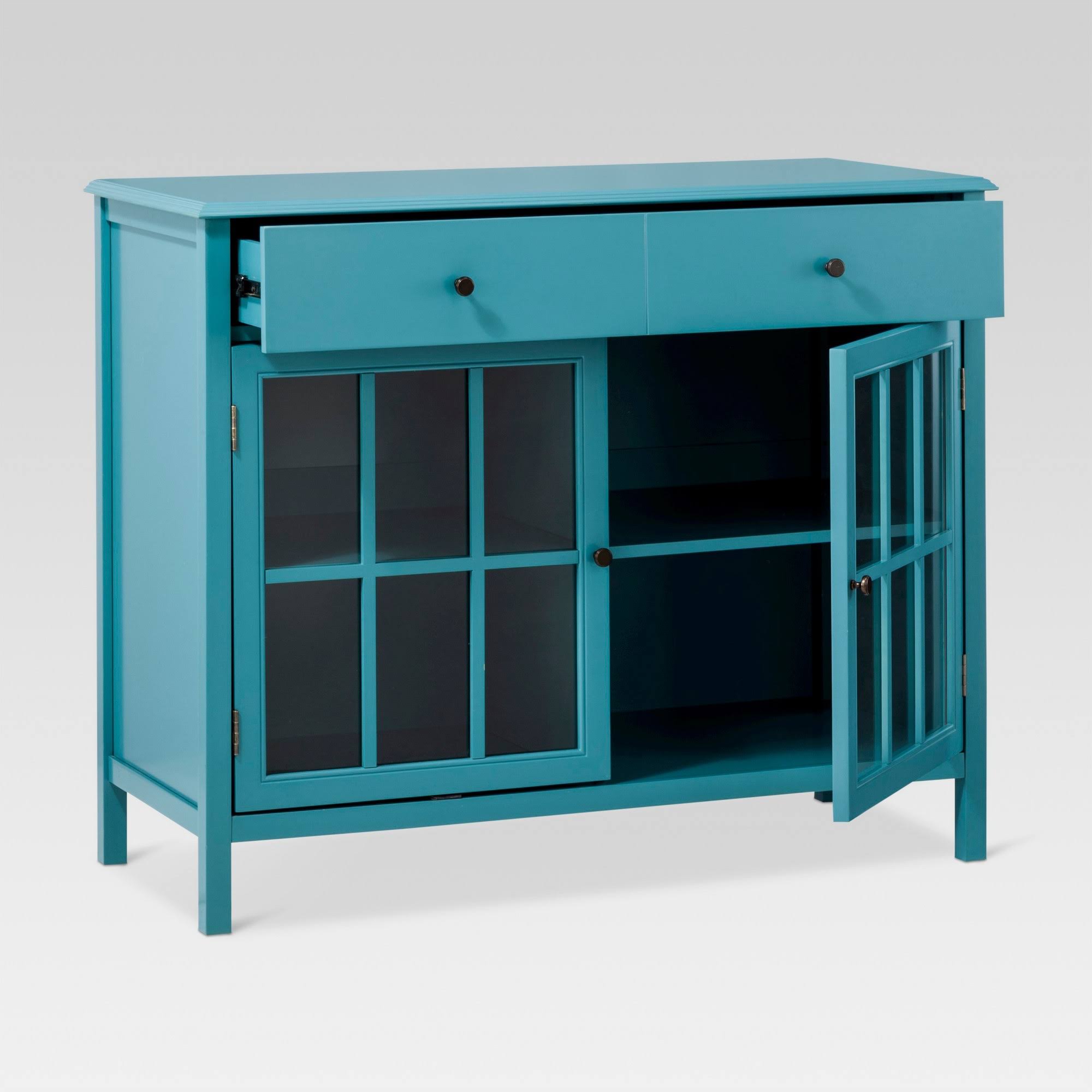 Threshold Windham 2-Door Accent Buffet Cabinet with Shelves, Teal