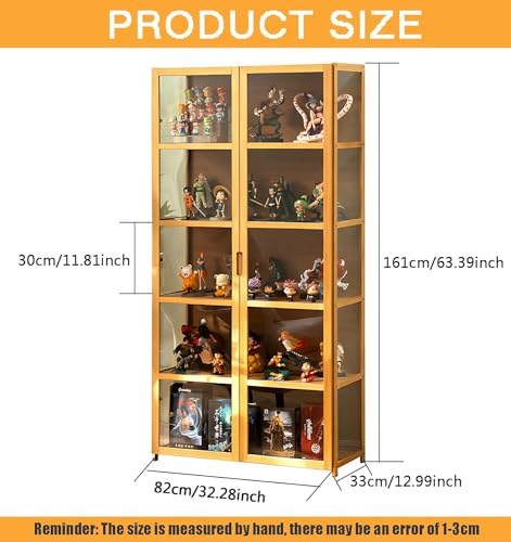 68" Curio Display Cabinet, Storage Shelves with Acrylic Glass Door, Collectibles Toy Organizers Rack & Display Shelf, Kids Bookshelf and Bookcase for Playroom, Bedroom