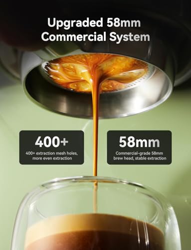 Neretva Espresso Coffee Machine, Professional Espresso Machine with Pressure Gauge 15Bar Retro Espresso Maker with Power Milk Frother Stainless Steel for Home Barista Latte and Cappuccino Maker-Green