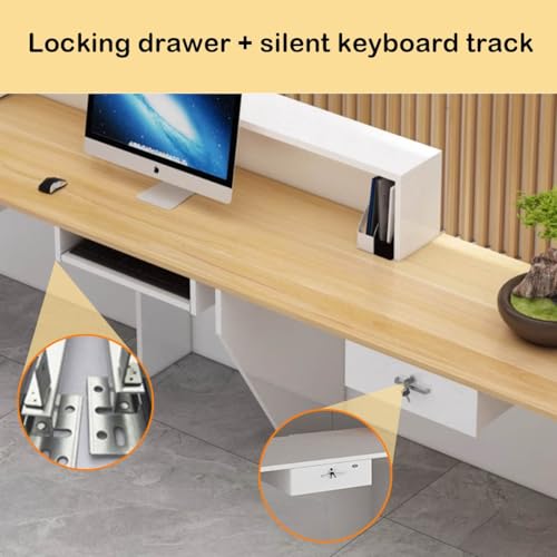 Reception Counter Desk, Modern Wooden Reception Desk With Counter - Lockable Drawers, Modern Retail Counter Computer Desk Reception Table For Salon Lobby Hotel Checkout Office(Wood-right high,120x60x1