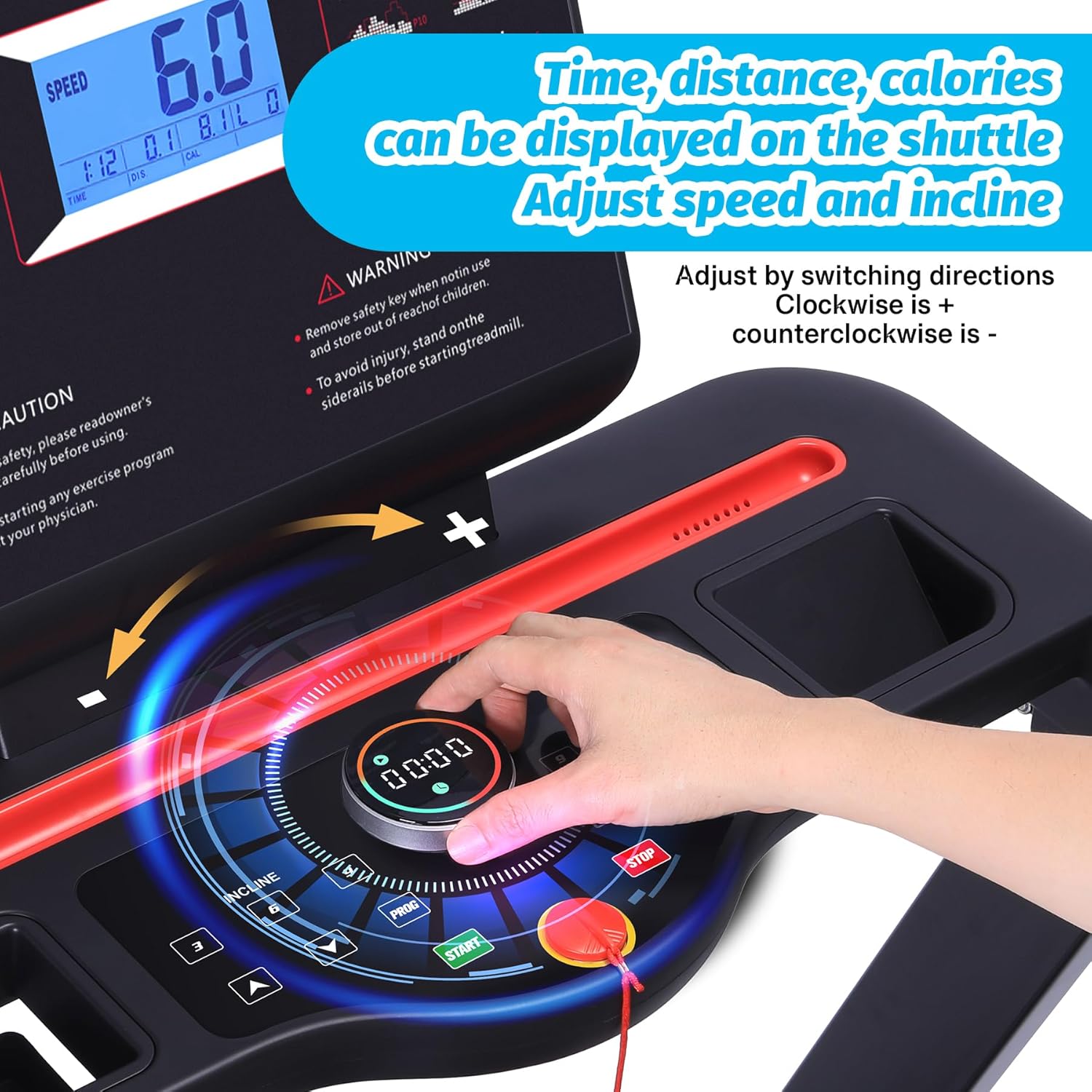 Treadmill with Auto Incline,Running Machine with Heart Sensor,3.5 HP Quiet Brushless,8.7 MPH, Shuttle Buttons,48*18in Running Area,Folding Treadmill for Home Office Indoor Cardio Exercise