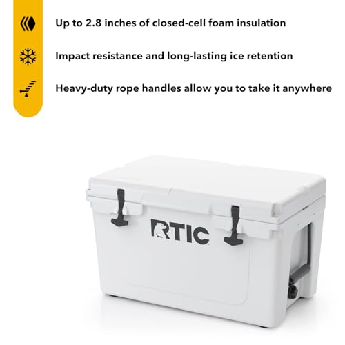 RTIC 45 QT Ultra-Tough Cooler Hard Insulated Portable Ice Chest Box for Beach, Drink, Beverage, Camping, Picnic, Fishing, Boat, Barbecue