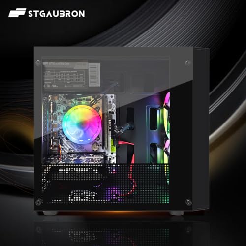 STGAubron Gaming PC Desktop Computer, Intel Core I7 up to 3.9 GHz, Radeon RX 580 8G, 16G RAM, 512G SSD, WiFi, Bluetooth 5.0, RGB Fan x6, RGB BT Sound Bar, Windows 10 Home