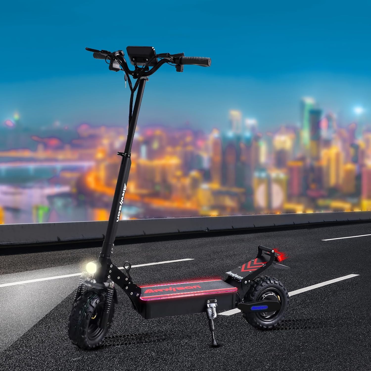 Electric Scooter for adult, 2500W Motor up to 30 MPH Max 30 Miles 11 inch Pneumatic Tire, Front (Ultra Double) Suspension and Double Brake, Foldable Escooter Adult Without Seat