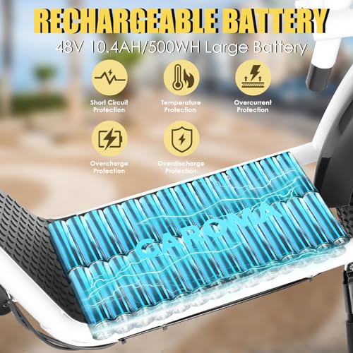 Caroma Peak 819W Adult Electric Scooters, 500Wh Battery, 30 Miles Range, 20" Fat Tire, 20 MPH Top Speed, Off-Road E Scooter with Adjustable Seat&Detachable Basket, Foldable Ebike for Commuting