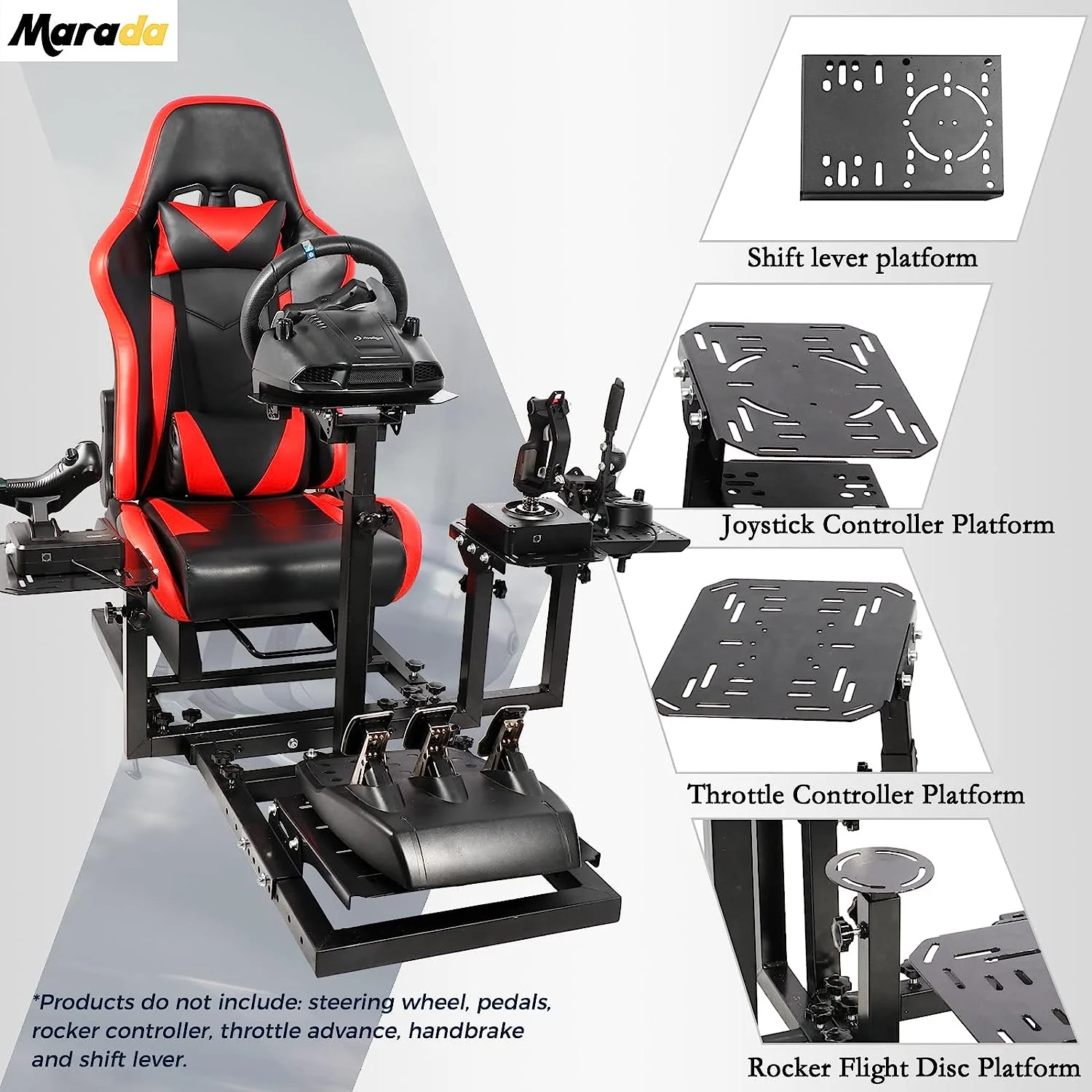 Marada Flight Racing Simulator Cockpit with Game Seat Fit for Thrustmaster HOTAS Warthog Excluding Electronics