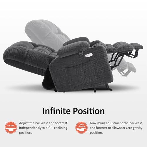 MCombo Dual Motor Power Lift Recliner Chair with Massage and Heat for Elderly People, Infinite Position, USB Ports, Cup Holders, Fabric 7890 (Medium-Regular, Burgundy)