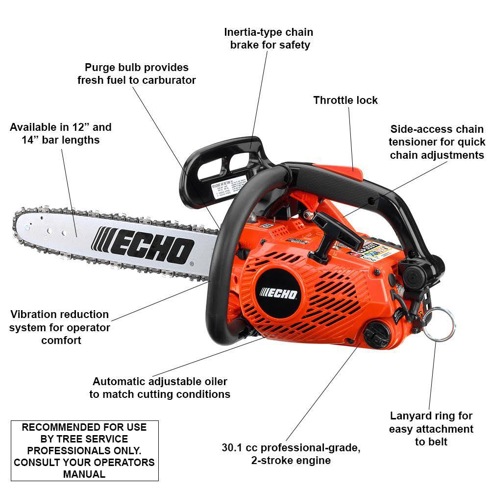 Echo Top Handle Chainsaw CS-303T with 12x22 Bar