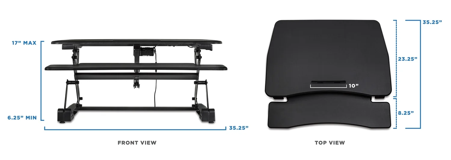 Mount-It! Electric Standing Desk Converter | Motorized Sit Stand Desk With Built In USB Port | Black