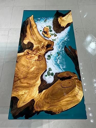 Customized Large Epoxy Table, Desert Multi Ocean Look, Resin Dining Table for 2, 4, 6, 8, Epoxy Coffee Table, Living Room Table, Home décor (16.5" Inches Tall, 36 x 20 Inches)