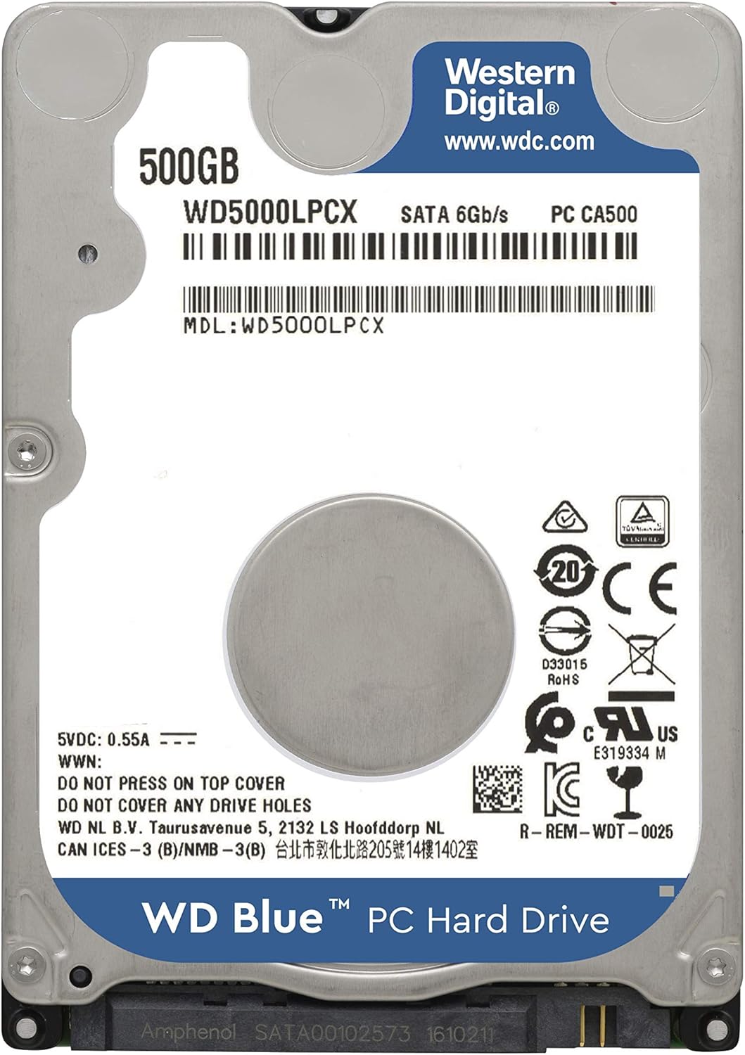 Western Digital 2TB WD Blue Mobile Hard Drive HDD - 5400 RPM, SATA 6 Gb/s, 128 MB Cache, 2.5 - WD20SPZX