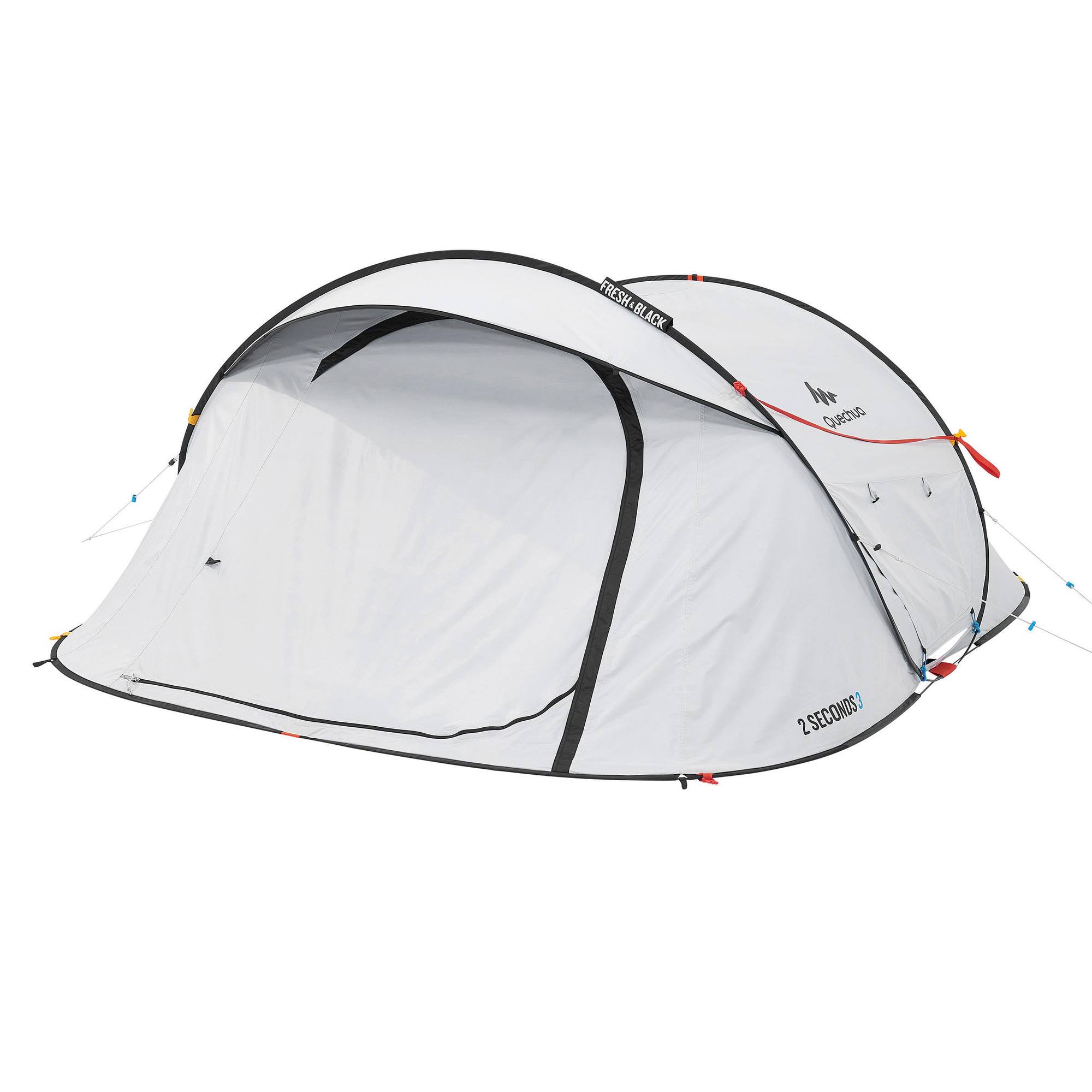 Quechua 2 Second, Waterproof Camping Tent, 3 Person in Snowy White, Size 2-Person