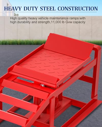 Hydraulic Car Ramps, 4-Position Adjustment, 5T 11000lbs Low Profile Car Lift Service Ramps Truck Trailer Garage,Height Hydraulic Vehicle Ramps, Lift Height 11.61-16.21 inches