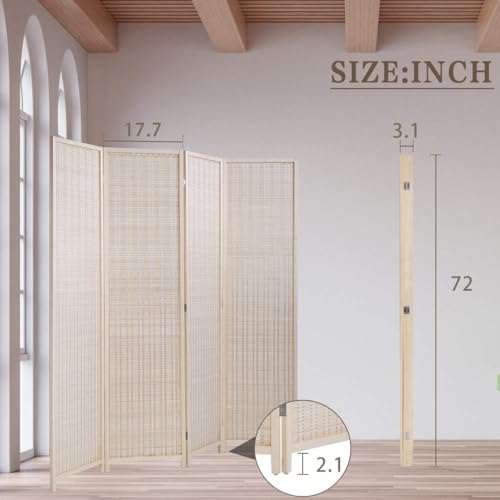 FDW Room Divider Bamboo Room Divider Wall Folding Privacy Wall Divider Wood Screen for Home Bedroom Living Room (6 Panel, Natural)