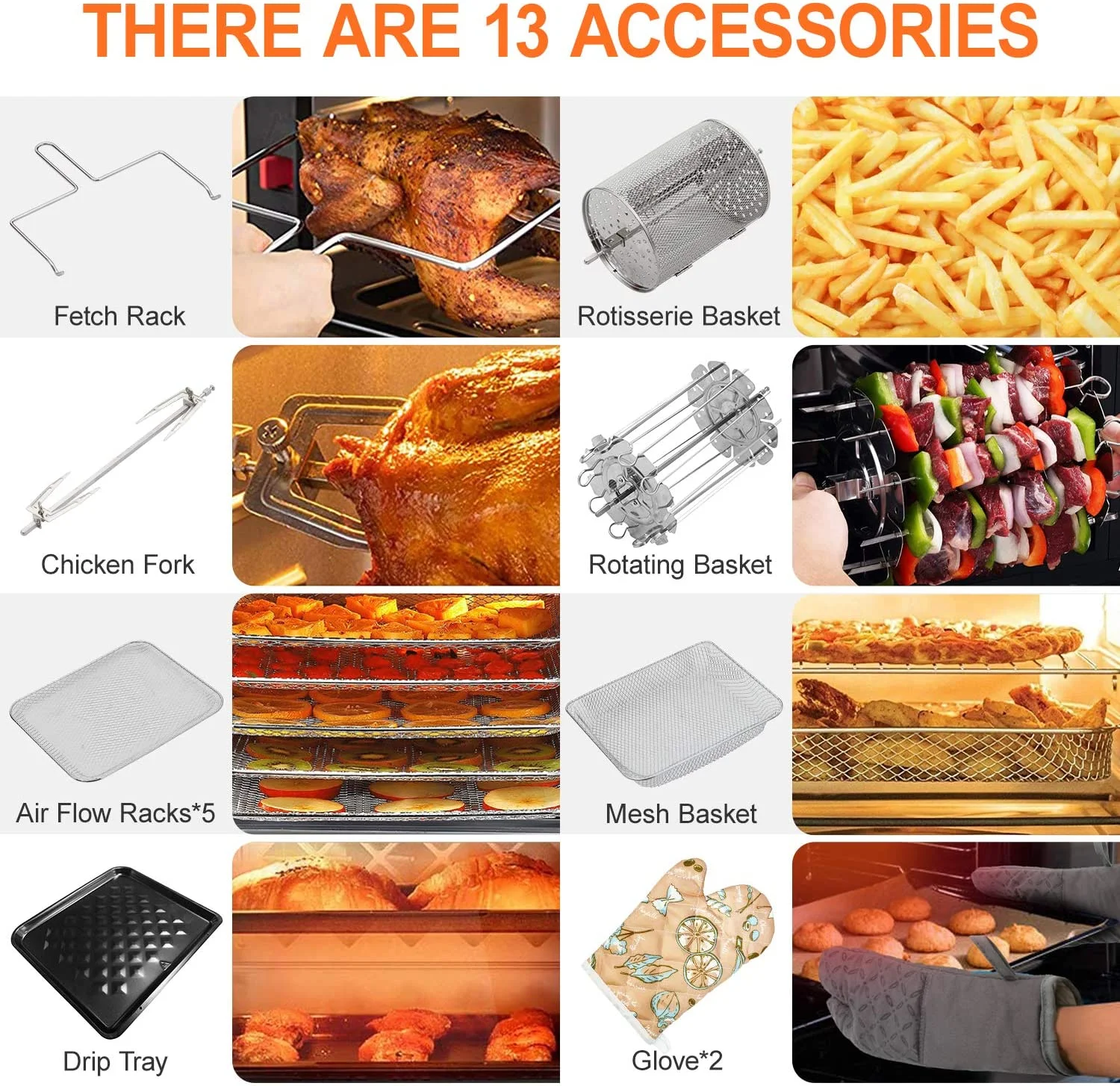10-in-1 Air Fryer Oven, 20 Quart Airfryer Toaster Oven Combo, 1800W Large Air Fryers, Convection Toaster Oven with Rotisserie Dehydrator, ETL Certified