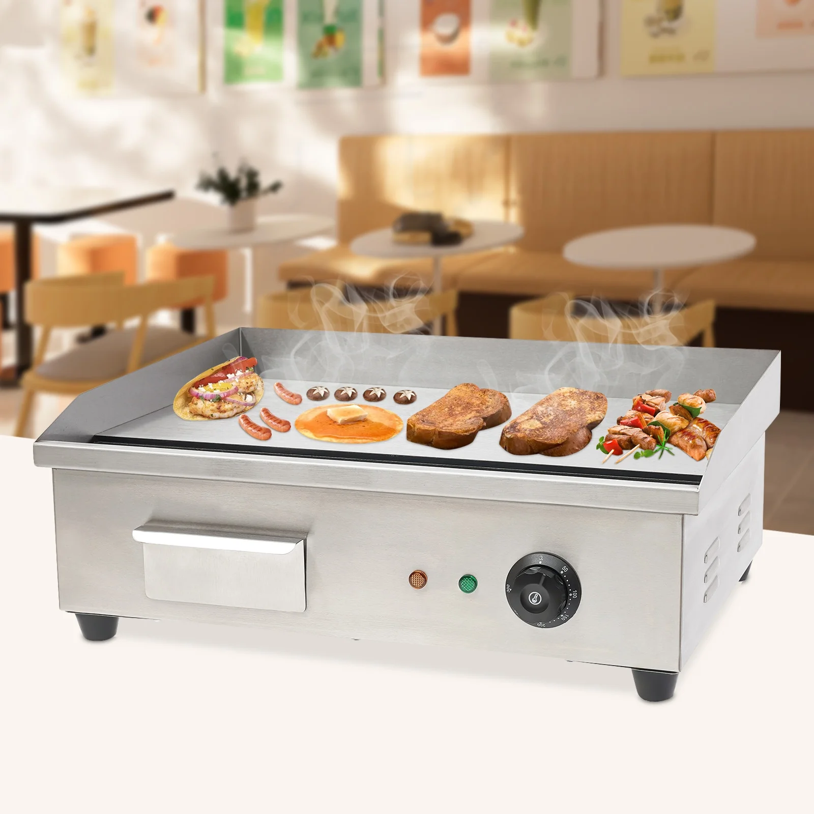 3000w Electric Countertop Griddle Flat For Restaurant Grill BBQ Thermostat 22"