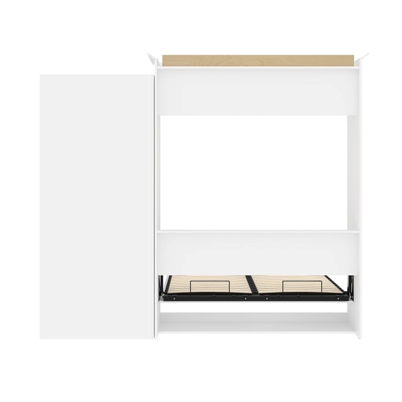Atlin Designs Wood Queen Murphy Bed and Organizer with Drawers in White