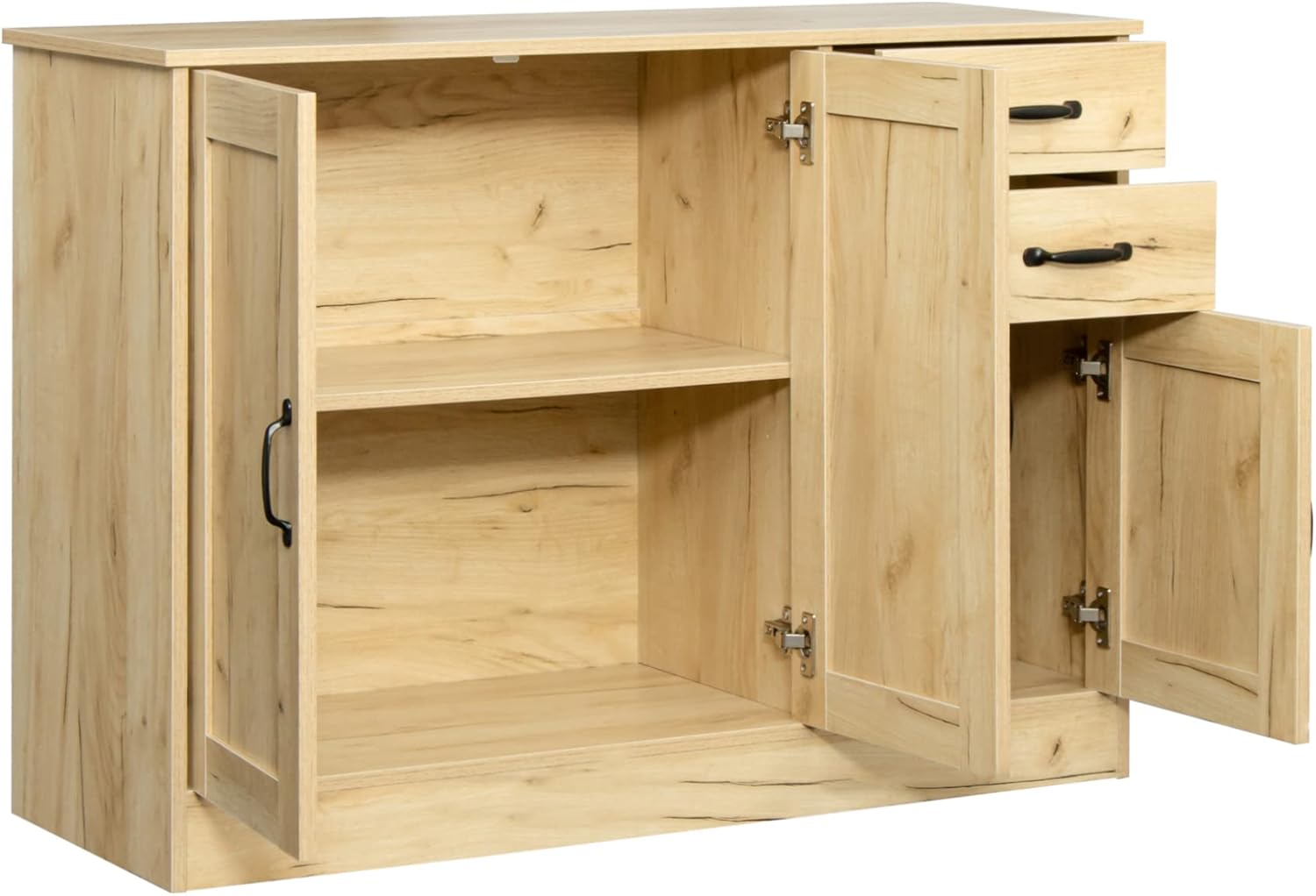 GIA Home Furniture Series Modern Wood Buffet Sideboard with 2 Doors and Drawers-Entryway Serving Storage Cabinet-Dining Room Console, 43.3 Inch, Oak Finish