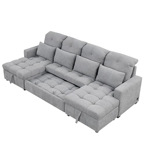 Oversized U-Shaped Sectional Sofa Couch Plush Corduroy Upholstered Modular Deep Seat Sofa&Couch Sectional W/Right Facing Chaise Lounge and 7 Toss Pillows for Home Apartment Living Room Furniture Sets