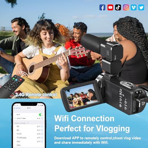 8K 64MP Camcorder Video Camera IR Night Vision 18X Digital Zoom YouTube Vlogging Camcorder