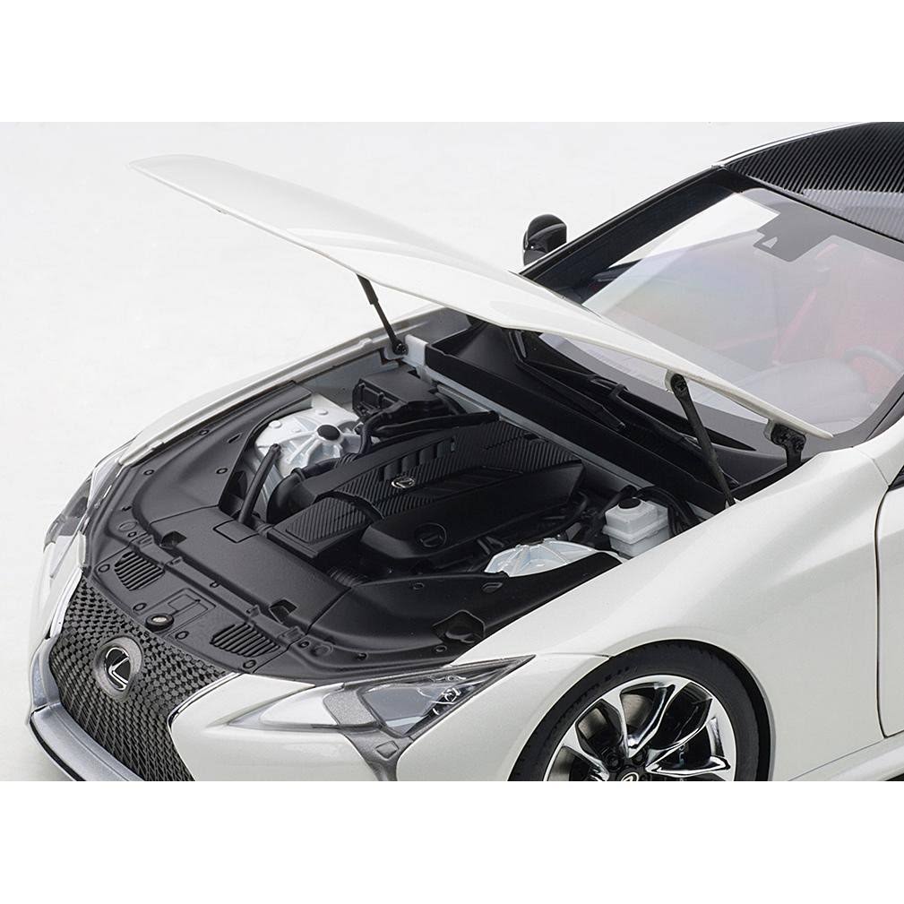 Lexus LC500 Metallic White with Dark Rose Interior and Carbon Top 1/18 Model Car by AUTOart 78872